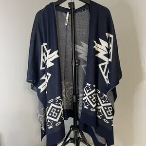 Petrol Boho Southwestern Aztec Fringe Shawl Wrap Blanket Scarf Poncho